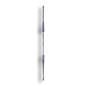Hammered Stair and Rail Steel Baluster - 9/16" Sq. Material - Style 2 forged steel scrolls, forged panels, metal stair balusters, rail balusters, steel rail balusters, forged steel rosettes, steel balcony balusters, steel pickets, hammered metal stair baluster, hammered metal railing balusters, hand forged balusters, balusters with bushings, forged newel posts, forged rail panels, powder coated steel forgings, forged steel elemetns, stamped steel elements, fully weldable leaves, fully weldable flowers, pressed steel elements, weldable cast steel leaves, forged steel spheres, forged steel baskets