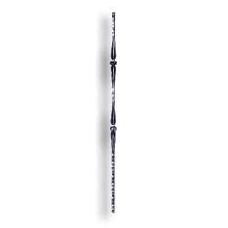 Forged Steel Stair and Rail Baluster Hammered - 9/16" Sq. Material - Style 1 forged steel scrolls, forged panels, metal stair balusters, rail balusters, steel rail balusters, forged steel rosettes, steel balcony balusters, steel pickets, hammered metal stair baluster, hammered metal railing balusters, hand forged balusters, balusters with bushings, forged newel posts, forged rail panels, powder coated steel forgings, forged steel elemetns, stamped steel elements, fully weldable leaves, fully weldable flowers, pressed steel elements, weldable cast steel leaves, forged steel spheres, forged steel baskets