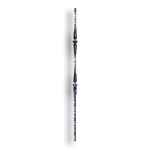Forged Steel Stair and Rail Baluster Hammered - 9/16" Sq. Material - Style 1 forged steel scrolls, forged panels, metal stair balusters, rail balusters, steel rail balusters, forged steel rosettes, steel balcony balusters, steel pickets, hammered metal stair baluster, hammered metal railing balusters, hand forged balusters, balusters with bushings, forged newel posts, forged rail panels, powder coated steel forgings, forged steel elemetns, stamped steel elements, fully weldable leaves, fully weldable flowers, pressed steel elements, weldable cast steel leaves, forged steel spheres, forged steel baskets