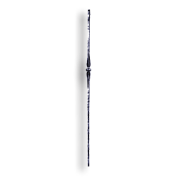 Forged Steel Stair and Rail Baluster Hammered - 9/16" Sq. Material - Style 2 forged steel scrolls, forged panels, metal stair balusters, rail balusters, steel rail balusters, forged steel rosettes, steel balcony balusters, steel pickets, hammered metal stair baluster, hammered metal railing balusters, hand forged balusters, balusters with bushings, forged newel posts, forged rail panels, powder coated steel forgings, forged steel elemetns, stamped steel elements, fully weldable leaves, fully weldable flowers, pressed steel elements, weldable cast steel leaves, forged steel spheres, forged steel baskets