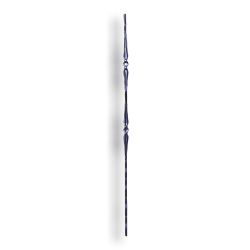 Forged Steel Stair and Rail Baluster - 9/16" dia. Rd. Material - Style 1 forged steel scrolls, forged panels, metal stair balusters, rail balusters, steel rail balusters, forged steel rosettes, steel balcony balusters, steel pickets, hammered metal stair baluster, hammered metal railing balusters, hand forged balusters, balusters with bushings, forged newel posts, forged rail panels, powder coated steel forgings, forged steel elemetns, stamped steel elements, fully weldable leaves, fully weldable flowers, pressed steel elements, weldable cast steel leaves, forged steel spheres, forged steel baskets