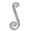 Forged Hollow Steel Tube Scroll - 15" H forged steel scrolls, forged panels, metal stair balusters, rail balusters, steel rail balusters, forged steel rosettes, steel balcony balusters, steel pickets, hammered metal stair baluster, hammered metal railing balusters, hand forged balusters, balusters with bushings, forged newel posts, forged rail panels, powder coated steel forgings, forged steel elemetns, stamped steel elements, fully weldable leaves, fully weldable flowers, pressed steel elements, weldable cast steel leaves, forged steel spheres, forged steel baskets