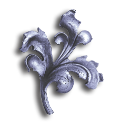 Weldable Cast Steel Leaf forged steel scrolls, forged panels, metal stair balusters, rail balusters, steel rail balusters, forged steel rosettes, steel balcony balusters, steel pickets, hammered metal stair baluster, hammered metal railing balusters, hand forged balusters, balusters with bushings, forged newel posts, forged rail panels, powder coated steel forgings, forged steel elemetns, stamped steel elements, fully weldable leaves, fully weldable flowers, pressed steel elements, weldable cast steel leaves, forged steel spheres, forged steel baskets