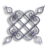 Decorative Forged Steel Grill - 1/2" dia. Material forged steel scrolls, forged panels, metal stair balusters, rail balusters, steel rail balusters, forged steel rosettes, steel balcony balusters, steel pickets, hammered metal stair baluster, hammered metal railing balusters, hand forged balusters, balusters with bushings, forged newel posts, forged rail panels, powder coated steel forgings, forged steel elemetns, stamped steel elements, fully weldable leaves, fully weldable flowers, pressed steel elements, weldable cast steel leaves, forged steel spheres, forged steel baskets
