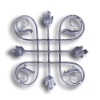 Decorative Forged Steel Grill - 1/2" dia. Material forged steel scrolls, forged panels, metal stair balusters, rail balusters, steel rail balusters, forged steel rosettes, steel balcony balusters, steel pickets, hammered metal stair baluster, hammered metal railing balusters, hand forged balusters, balusters with bushings, forged newel posts, forged rail panels, powder coated steel forgings, forged steel elemetns, stamped steel elements, fully weldable leaves, fully weldable flowers, pressed steel elements, weldable cast steel leaves, forged steel spheres, forged steel baskets