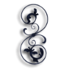Forged Steel Floral Panel forged steel scrolls, forged panels, metal stair balusters, rail balusters, steel rail balusters, forged steel rosettes, steel balcony balusters, steel pickets, hammered metal stair baluster, hammered metal railing balusters, hand forged balusters, balusters with bushings, forged newel posts, forged rail panels, powder coated steel forgings, forged steel elemetns, stamped steel elements, fully weldable leaves, fully weldable flowers, pressed steel elements, weldable cast steel leaves, forged steel spheres, forged steel baskets