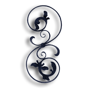 Forged Steel Floral Panel forged steel scrolls, forged panels, metal stair balusters, rail balusters, steel rail balusters, forged steel rosettes, steel balcony balusters, steel pickets, hammered metal stair baluster, hammered metal railing balusters, hand forged balusters, balusters with bushings, forged newel posts, forged rail panels, powder coated steel forgings, forged steel elemetns, stamped steel elements, fully weldable leaves, fully weldable flowers, pressed steel elements, weldable cast steel leaves, forged steel spheres, forged steel baskets