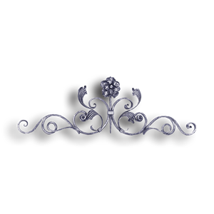 Forged Steel Floral Element - 5/8" x 5/16" Sq. Material forged steel scrolls, forged panels, metal stair balusters, rail balusters, steel rail balusters, forged steel rosettes, steel balcony balusters, steel pickets, hammered metal stair baluster, hammered metal railing balusters, hand forged balusters, balusters with bushings, forged newel posts, forged rail panels, powder coated steel forgings, forged steel elemetns, stamped steel elements, fully weldable leaves, fully weldable flowers, pressed steel elements, weldable cast steel leaves, forged steel spheres, forged steel baskets