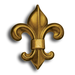 Brass Fleur-de-Lis brass fleur-de-lis, brass finial, brass medallions, decorative finials, fleur de lys, single faced medallion, ts distributors