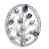 Forged Steel Floral Rosette - 9/16" Sq. Material forged steel scrolls, forged panels, metal stair balusters, rail balusters, steel rail balusters, forged steel rosettes, steel balcony balusters, steel pickets, hammered metal stair baluster, hammered metal railing balusters, hand forged balusters, balusters with bushings, forged newel posts, forged rail panels, powder coated steel forgings, forged steel elemetns, stamped steel elements, fully weldable leaves, fully weldable flowers, pressed steel elements, weldable cast steel leaves, forged steel spheres, forged steel baskets