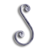 Forged Hollow Steel Tube Scroll - 9-1/16" H forged steel scrolls, forged panels, metal stair balusters, rail balusters, steel rail balusters, forged steel rosettes, steel balcony balusters, steel pickets, hammered metal stair baluster, hammered metal railing balusters, hand forged balusters, balusters with bushings, forged newel posts, forged rail panels, powder coated steel forgings, forged steel elemetns, stamped steel elements, fully weldable leaves, fully weldable flowers, pressed steel elements, weldable cast steel leaves, forged steel spheres, forged steel baskets