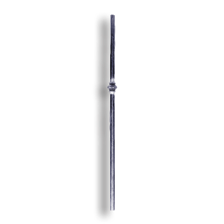 Forged Steel Newel Post - 47" H forged steel scrolls, forged panels, metal stair balusters, rail balusters, steel rail balusters, forged steel rosettes, steel balcony balusters, steel pickets, hammered metal stair baluster, hammered metal railing balusters, hand forged balusters, balusters with bushings, forged newel posts, forged rail panels, powder coated steel forgings, forged steel elemetns, stamped steel elements, fully weldable leaves, fully weldable flowers, pressed steel elements, weldable cast steel leaves, forged steel spheres, forged steel baskets