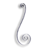 Forged Steel Stair and Rail Scroll - 3/4" x 1/4" Sq. Material forged steel scrolls, forged panels, metal stair balusters, rail balusters, steel rail balusters, forged steel rosettes, steel balcony balusters, steel pickets, hammered metal stair baluster, hammered metal railing balusters, hand forged balusters, balusters with bushings, forged newel posts, forged rail panels, powder coated steel forgings, forged steel elemetns, stamped steel elements, fully weldable leaves, fully weldable flowers, pressed steel elements, weldable cast steel leaves, forged steel spheres, forged steel baskets