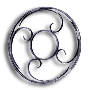 Forged Steel Rosette - 1/2" x 1/4" Sq. Material forged steel scrolls, forged panels, metal stair balusters, rail balusters, steel rail balusters, forged steel rosettes, steel balcony balusters, steel pickets, hammered metal stair baluster, hammered metal railing balusters, hand forged balusters, balusters with bushings, forged newel posts, forged rail panels, powder coated steel forgings, forged steel elemetns, stamped steel elements, fully weldable leaves, fully weldable flowers, pressed steel elements, weldable cast steel leaves, forged steel spheres, forged steel baskets