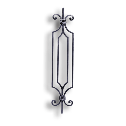 Forged Steel Stair and Rail Baluster - 9/16" Sq. Material forged steel scrolls, forged panels, metal stair balusters, rail balusters, steel rail balusters, forged steel rosettes, steel balcony balusters, steel pickets, hammered metal stair baluster, hammered metal railing balusters, hand forged balusters, balusters with bushings, forged newel posts, forged rail panels, powder coated steel forgings, forged steel elemetns, stamped steel elements, fully weldable leaves, fully weldable flowers, pressed steel elements, weldable cast steel leaves, forged steel spheres, forged steel baskets