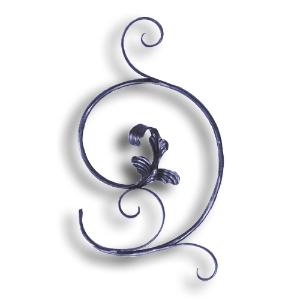 Forged Steel Floral Panel forged steel scrolls, forged panels, metal stair balusters, rail balusters, steel rail balusters, forged steel rosettes, steel balcony balusters, steel pickets, hammered metal stair baluster, hammered metal railing balusters, hand forged balusters, balusters with bushings, forged newel posts, forged rail panels, powder coated steel forgings, forged steel elemetns, stamped steel elements, fully weldable leaves, fully weldable flowers, pressed steel elements, weldable cast steel leaves, forged steel spheres, forged steel baskets