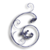 Forged Steel Floral Panel forged steel scrolls, forged panels, metal stair balusters, rail balusters, steel rail balusters, forged steel rosettes, steel balcony balusters, steel pickets, hammered metal stair baluster, hammered metal railing balusters, hand forged balusters, balusters with bushings, forged newel posts, forged rail panels, powder coated steel forgings, forged steel elemetns, stamped steel elements, fully weldable leaves, fully weldable flowers, pressed steel elements, weldable cast steel leaves, forged steel spheres, forged steel baskets