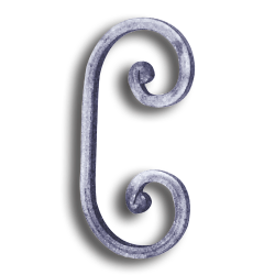 Forged Heavy 1/2"-Thick Steel Scroll - 8-5/8" H forged steel scrolls, forged panels, metal stair balusters, rail balusters, steel rail balusters, forged steel rosettes, steel balcony balusters, steel pickets, hammered metal stair baluster, hammered metal railing balusters, hand forged balusters, balusters with bushings, forged newel posts, forged rail panels, powder coated steel forgings, forged steel elemetns, stamped steel elements, fully weldable leaves, fully weldable flowers, pressed steel elements, weldable cast steel leaves, forged steel spheres, forged steel baskets