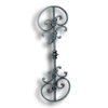 Forged Steel Large Panel - 5/8" x 5/16" Material forged steel scrolls, forged panels, metal stair balusters, rail balusters, steel rail balusters, forged steel rosettes, steel balcony balusters, steel pickets, hammered metal stair baluster, hammered metal railing balusters, hand forged balusters, balusters with bushings, forged newel posts, forged rail panels, powder coated steel forgings, forged steel elemetns, stamped steel elements, fully weldable leaves, fully weldable flowers, pressed steel elements, weldable cast steel leaves, forged steel spheres, forged steel baskets