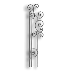 Forged Steel Stair and Rail Baluster - 9/16" x 5/16" Material forged steel scrolls, forged panels, metal stair balusters, rail balusters, steel rail balusters, forged steel rosettes, steel balcony balusters, steel pickets, hammered metal stair baluster, hammered metal railing balusters, hand forged balusters, balusters with bushings, forged newel posts, forged rail panels, powder coated steel forgings, forged steel elemetns, stamped steel elements, fully weldable leaves, fully weldable flowers, pressed steel elements, weldable cast steel leaves, forged steel spheres, forged steel baskets