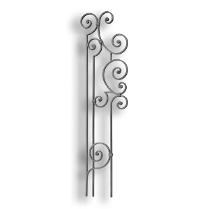 Forged Steel Stair and Rail Baluster - 9/16" x 5/16" Material forged steel scrolls, forged panels, metal stair balusters, rail balusters, steel rail balusters, forged steel rosettes, steel balcony balusters, steel pickets, hammered metal stair baluster, hammered metal railing balusters, hand forged balusters, balusters with bushings, forged newel posts, forged rail panels, powder coated steel forgings, forged steel elemetns, stamped steel elements, fully weldable leaves, fully weldable flowers, pressed steel elements, weldable cast steel leaves, forged steel spheres, forged steel baskets