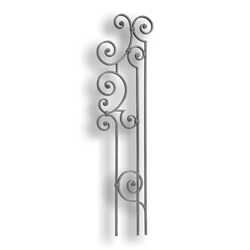 Forged Steel Stair and Rail Baluster - 9/16" x 5/16" Material forged steel scrolls, forged panels, metal stair balusters, rail balusters, steel rail balusters, forged steel rosettes, steel balcony balusters, steel pickets, hammered metal stair baluster, hammered metal railing balusters, hand forged balusters, balusters with bushings, forged newel posts, forged rail panels, powder coated steel forgings, forged steel elemetns, stamped steel elements, fully weldable leaves, fully weldable flowers, pressed steel elements, weldable cast steel leaves, forged steel spheres, forged steel baskets