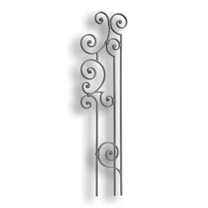 Forged Steel Stair and Rail Baluster - 9/16" x 5/16" Material forged steel scrolls, forged panels, metal stair balusters, rail balusters, steel rail balusters, forged steel rosettes, steel balcony balusters, steel pickets, hammered metal stair baluster, hammered metal railing balusters, hand forged balusters, balusters with bushings, forged newel posts, forged rail panels, powder coated steel forgings, forged steel elemetns, stamped steel elements, fully weldable leaves, fully weldable flowers, pressed steel elements, weldable cast steel leaves, forged steel spheres, forged steel baskets