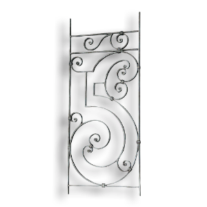 Forged Steel Rail Panel - 9/16" x 5/16" Material forged steel scrolls, forged panels, metal stair balusters, rail balusters, steel rail balusters, forged steel rosettes, steel balcony balusters, steel pickets, hammered metal stair baluster, hammered metal railing balusters, hand forged balusters, balusters with bushings, forged newel posts, forged rail panels, powder coated steel forgings, forged steel elemetns, stamped steel elements, fully weldable leaves, fully weldable flowers, pressed steel elements, weldable cast steel leaves, forged steel spheres, forged steel baskets