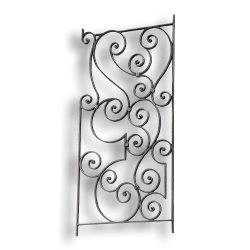 Forged Steel Rail Panel - 9/16" x 5/16" Material forged steel scrolls, forged panels, metal stair balusters, rail balusters, steel rail balusters, forged steel rosettes, steel balcony balusters, steel pickets, hammered metal stair baluster, hammered metal railing balusters, hand forged balusters, balusters with bushings, forged newel posts, forged rail panels, powder coated steel forgings, forged steel elemetns, stamped steel elements, fully weldable leaves, fully weldable flowers, pressed steel elements, weldable cast steel leaves, forged steel spheres, forged steel baskets