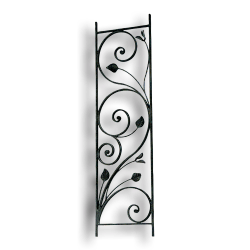 Forged Steel Rail Panel - 9/16" x 5/16" Material forged steel scrolls, forged panels, metal stair balusters, rail balusters, steel rail balusters, forged steel rosettes, steel balcony balusters, steel pickets, hammered metal stair baluster, hammered metal railing balusters, hand forged balusters, balusters with bushings, forged newel posts, forged rail panels, powder coated steel forgings, forged steel elemetns, stamped steel elements, fully weldable leaves, fully weldable flowers, pressed steel elements, weldable cast steel leaves, forged steel spheres, forged steel baskets
