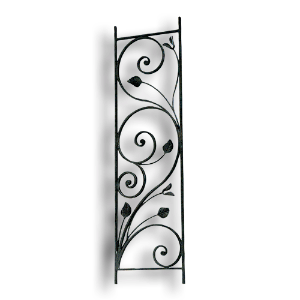 Forged Steel Rail Panel - 9/16" x 5/16" Material forged steel scrolls, forged panels, metal stair balusters, rail balusters, steel rail balusters, forged steel rosettes, steel balcony balusters, steel pickets, hammered metal stair baluster, hammered metal railing balusters, hand forged balusters, balusters with bushings, forged newel posts, forged rail panels, powder coated steel forgings, forged steel elemetns, stamped steel elements, fully weldable leaves, fully weldable flowers, pressed steel elements, weldable cast steel leaves, forged steel spheres, forged steel baskets