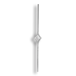 Art Deco Baluster - 9/16" Sq. Material forged steel scrolls, forged panels, metal stair balusters, rail balusters, steel rail balusters, forged steel rosettes, steel balcony balusters, steel pickets, hammered metal stair baluster, hammered metal railing balusters, hand forged balusters, balusters with bushings, forged newel posts, forged rail panels, powder coated steel forgings, forged steel elemetns, stamped steel elements, fully weldable leaves, fully weldable flowers, pressed steel elements, weldable cast steel leaves, forged steel spheres, forged steel baskets