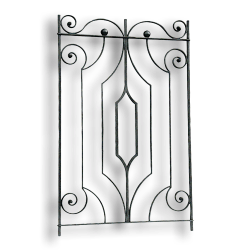 Forged Steel Rail Panel - 1/2" Sq. Material forged steel scrolls, forged panels, metal stair balusters, rail balusters, steel rail balusters, forged steel rosettes, steel balcony balusters, steel pickets, hammered metal stair baluster, hammered metal railing balusters, hand forged balusters, balusters with bushings, forged newel posts, forged rail panels, powder coated steel forgings, forged steel elemetns, stamped steel elements, fully weldable leaves, fully weldable flowers, pressed steel elements, weldable cast steel leaves, forged steel spheres, forged steel baskets