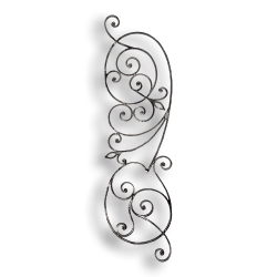 Forged Steel Scroll Panel - 5/8" x 5/16" Rect. Material forged steel scrolls, forged panels, metal stair balusters, rail balusters, steel rail balusters, forged steel rosettes, steel balcony balusters, steel pickets, hammered metal stair baluster, hammered metal railing balusters, hand forged balusters, balusters with bushings, forged newel posts, forged rail panels, powder coated steel forgings, forged steel elemetns, stamped steel elements, fully weldable leaves, fully weldable flowers, pressed steel elements, weldable cast steel leaves, forged steel spheres, forged steel baskets