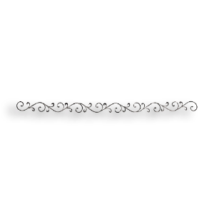 Forged Steel Scroll Valance - 1/2" Dia. Sq. Material forged steel scrolls, forged panels, metal stair balusters, rail balusters, steel rail balusters, forged steel rosettes, steel balcony balusters, steel pickets, hammered metal stair baluster, hammered metal railing balusters, hand forged balusters, balusters with bushings, forged newel posts, forged rail panels, powder coated steel forgings, forged steel elemetns, stamped steel elements, fully weldable leaves, fully weldable flowers, pressed steel elements, weldable cast steel leaves, forged steel spheres, forged steel baskets