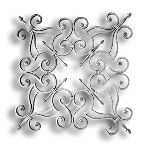 Forged Steel Scroll Panel - 9/16" x 5/16" Rect. Material forged steel scrolls, forged panels, metal stair balusters, rail balusters, steel rail balusters, forged steel rosettes, steel balcony balusters, steel pickets, hammered metal stair baluster, hammered metal railing balusters, hand forged balusters, balusters with bushings, forged newel posts, forged rail panels, powder coated steel forgings, forged steel elemetns, stamped steel elements, fully weldable leaves, fully weldable flowers, pressed steel elements, weldable cast steel leaves, forged steel spheres, forged steel baskets