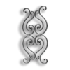 Forged Steel Scroll Panel - 5/8" x 1/4" Rect. Material forged steel scrolls, forged panels, metal stair balusters, rail balusters, steel rail balusters, forged steel rosettes, steel balcony balusters, steel pickets, hammered metal stair baluster, hammered metal railing balusters, hand forged balusters, balusters with bushings, forged newel posts, forged rail panels, powder coated steel forgings, forged steel elemetns, stamped steel elements, fully weldable leaves, fully weldable flowers, pressed steel elements, weldable cast steel leaves, forged steel spheres, forged steel baskets