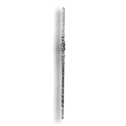 Powder Coated Forged Steel Newel Post Hammered - 1" Sq. Material forged steel scrolls, forged panels, metal stair balusters, rail balusters, steel rail balusters, forged steel rosettes, steel balcony balusters, steel pickets, hammered metal stair baluster, hammered metal railing balusters, hand forged balusters, balusters with bushings, forged newel posts, forged rail panels, powder coated steel forgings, forged steel elemetns, stamped steel elements, fully weldable leaves, fully weldable flowers, pressed steel elements, weldable cast steel leaves, forged steel spheres, forged steel baskets