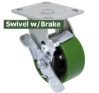 Polyurethane and Cast Iron Swivel with Brake Casters 