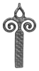1" Cast Iron Hammered Scroll-Top Finial with Rectangle Base 