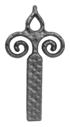 1" Cast Iron Hammered Scroll-Top Finial with Rectangle Base 
