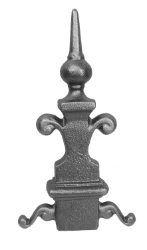 3/4" Cast Iron Ornate Spear Point Finial with Rectangle Base 
