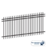 Black Extended Top/Extended Bottom Three Rail Panel 1½" Rails black flat top extended bottom three rail panel, 3-rail panel, one and a half inch rails, 1-1/2" rails, extended pickets, custom fencing, fence panels, fence accessories, fence hardware, galvanized, powder coated, blacksmith brand, ts distributors