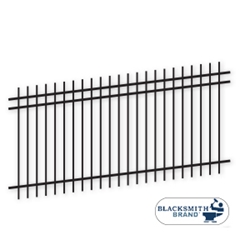 Black Extended Top/Extended Bottom Three Rail Panel black flat top extended bottom three rail panel, 3-rail panel, extended pickets, custom fencing, fence panels, fence accessories, fence hardware, galvanized, powder coated, blacksmith brand, ts distributors