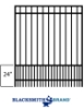 Flat Top Four Rail Gate with Puppy Panel flat top four rail gate 1" rail, puppy panel, 1" rail, one inch rail, three rail, 3-rail, ornamental walk gates, walk gates, custom gates, gate accessories, gate hardware, upright gates, steel pickets, blacksmith brand, ts distributors