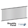 Black Flat Top/Flat Bottom Two Rail Biasable Panel black flat top/flat bottom two rail biasable panel, steel pickets, custom fence, custom gate, biasable panel, fence panel, blacksmith brand, weldable, rackable , galvanized, powder coated, ,16 gauge, ts distributors