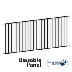 Black Flat Top/Flat Bottom Two Rail Biasable Panel black flat top/flat bottom two rail biasable panel, steel pickets, custom fence, custom gate, biasable panel, fence panel, blacksmith brand, weldable, rackable , galvanized, powder coated, ,16 gauge, ts distributors