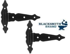 Ornamental 8" T-Hinges with Double Head Pin WOOD GATE SELF-CLOSING HINGE, BLACK POWDER-COATED HINGE FOR WOOD, T-HINGE, DOUBLE HEAD PIN HINGE