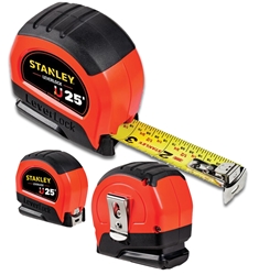 Stanley 25 FT Magnetic Lever Lock <meta name="word="25 FT tape measure, seamless blade retraction, Stanley Tape Measure, heavy-duty tape measure, easy blade retraction, magnetic tip tape measure, discounted tape measure, contractor tape measure, discounted Stanley tools, tough blade tape measure, durable tape measure, rubber case tape measure">