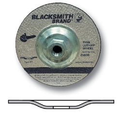Thin Reinforced Cut-Off Wheel with Quick Change Metal Hub Cut off wheel, type27, grit 60, abrasive wheel, thin cut off wheel, abrasive wheel with metal hub, zirconia grit mix, aluminum oxide grit, Blacksmith Brand, ts distributors, metal cutting wheel